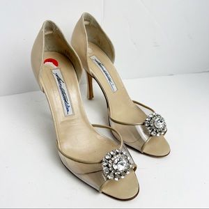 Brian Atwood crystal dorsay pump